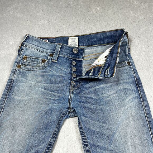 True Religion  VINNY Skinny Jeans Women 28x27 Flap Pockets Low Rise Medium Wash - Picture 12 of 16